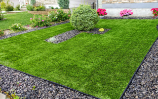 a view of artificial turf used for an outside rest area.