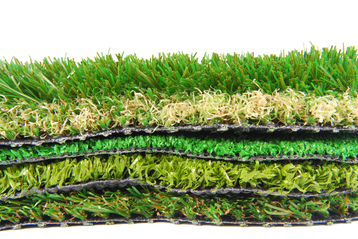 a picture of various types of artificial grass used to save water in lawns.